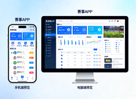 赛事APP手机端与电脑端预览展示图